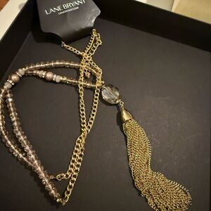 Lane Bryant Gold Chain Necklace with Silver Tassel